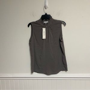 Calvin Klein Womens Blouse Mini Collar in grey Size Small